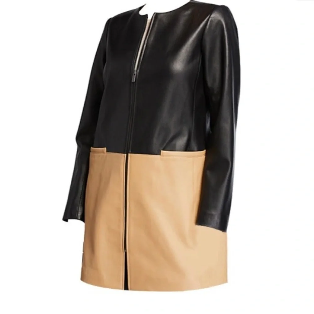 Neiman Marcus color block leather collection jacket - Picture 5 of 6